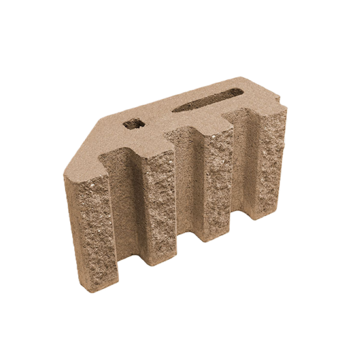 Блок декоративний канелюрний кутовий Silta Brick кольоровий на білому  цементі (390х190х140 мм)