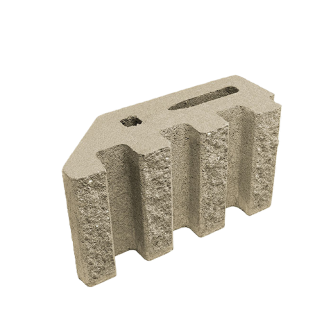 Блок декоративний канелюрний кутовий Silta Brick кольоровий на білому  цементі (390х190х140 мм)