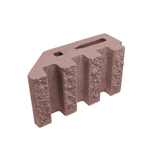Блок декоративний канелюрний кутовий Silta Brick кольоровий на білому  цементі (390х190х140 мм)
