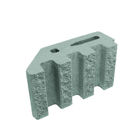 Блок декоративний канелюрний кутовий Silta Brick кольоровий на білому  цементі (390х190х140 мм)