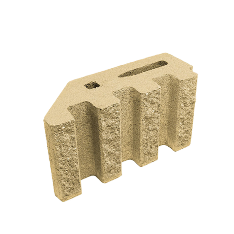 Блок декоративний канелюрний кутовий Silta Brick кольоровий на білому  цементі (390х190х140 мм)